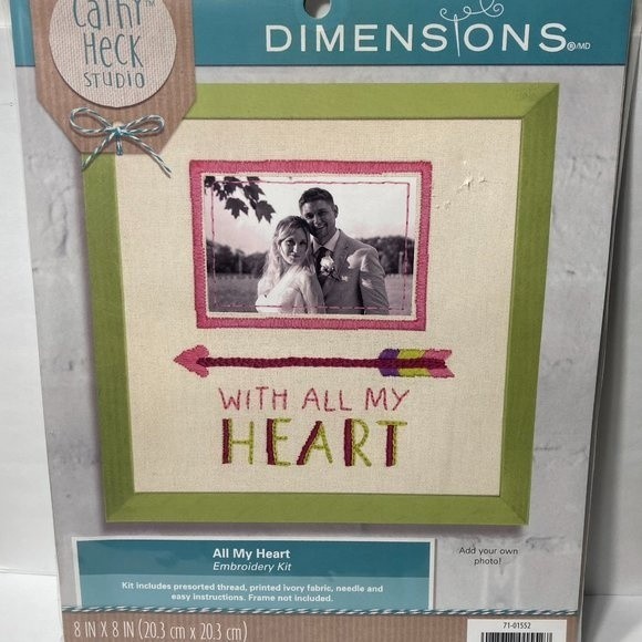 Dimensions Cathy Heck All My Heart Embroidery Kit 8"X8" Add Your Own Photo Gift - Picture 1 of 16